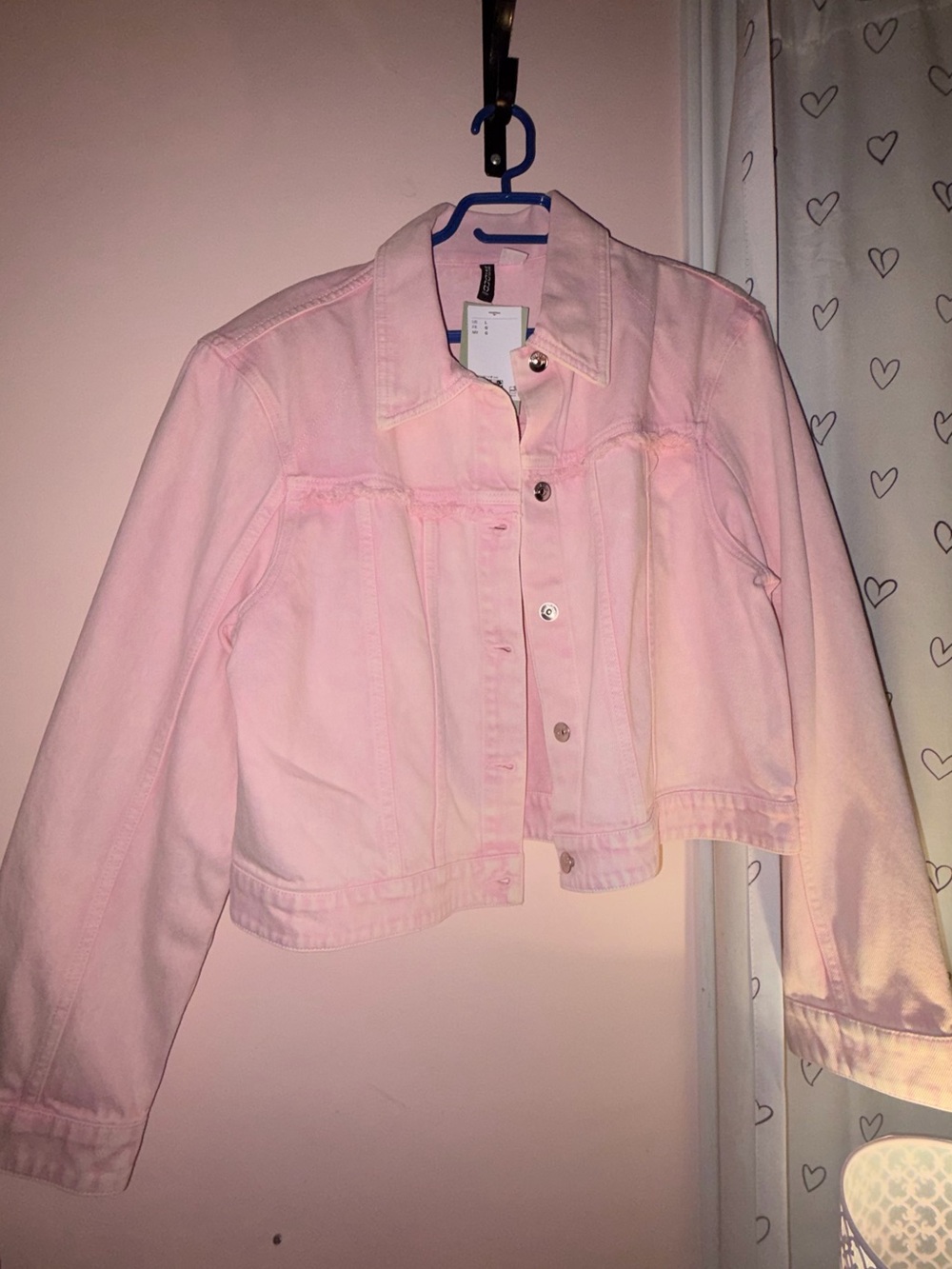Divided Light Pink Cropped Denim Jacket